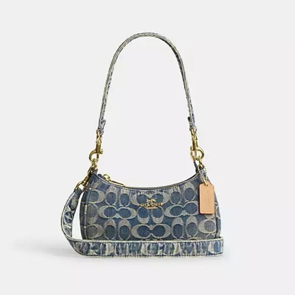 New‼️Coach Teri Mini Crossbody Bag Cotton Denim CFO82 denim/Gold/Denim